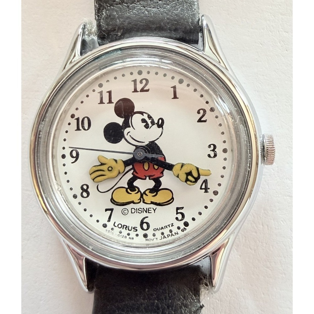 Vintage Lorus Mickey Mouse Watch Quartz V515-6128 Tested And Works